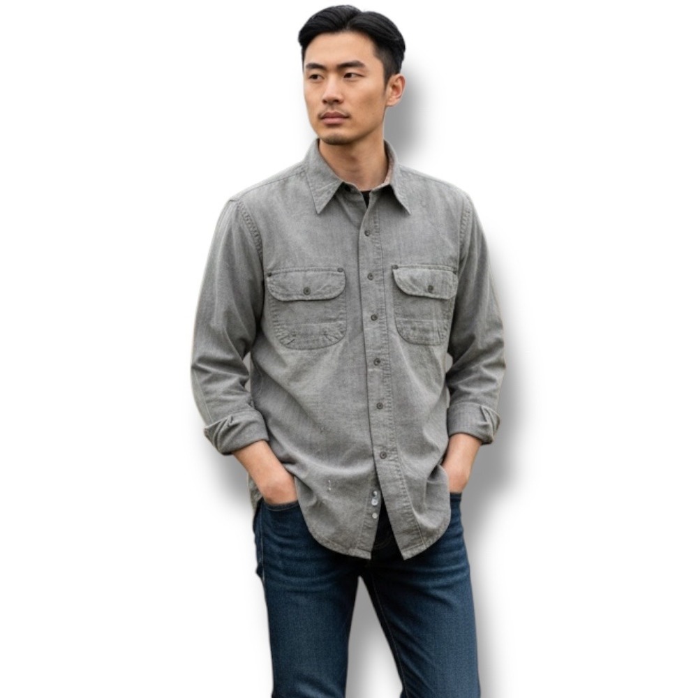 AG Adriano Goldschmied Mens Utility Shirt Men's‎ Size M Distressed Button Up